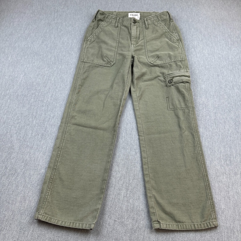Frame Denim Pants Womens 26 Military Green Service Cropped Cargo Utility Pockets